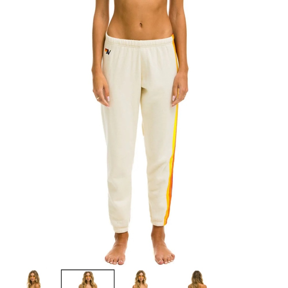 Aviator Nation Beige Joggers with Rainbow Stripes - Picture 5 of 8